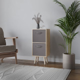 Oak 2-Tier 2-Drawer Cube Shelving Unit with Scandinavian Legs