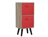 Antique Oak 2-Tier 2-Drawer Cube Shelving Unit with Scandinavian Legs