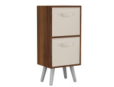 Teak 2-Tier 2-Drawer Cube Shelving Unit with Scandinavian Legs