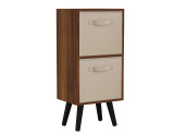 Teak 2-Tier 2-Drawer Cube Shelving Unit with Scandinavian Legs