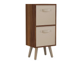 Teak 2-Tier 2-Drawer Cube Shelving Unit with Scandinavian Legs