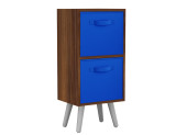 Teak 2-Tier 2-Drawer Cube Shelving Unit with Scandinavian Legs