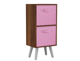 Teak 2-Tier 2-Drawer Cube Shelving Unit with Scandinavian Legs