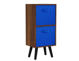 Teak 2-Tier 2-Drawer Cube Shelving Unit with Scandinavian Legs