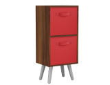 Teak 2-Tier 2-Drawer Cube Shelving Unit with Scandinavian Legs