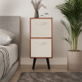 Teak 2-Tier 2-Drawer Cube Shelving Unit with Scandinavian Legs