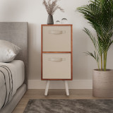 Teak 2-Tier 2-Drawer Cube Shelving Unit with Scandinavian Legs