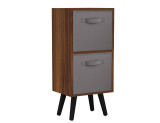 Teak 2-Tier 2-Drawer Cube Shelving Unit with Scandinavian Legs