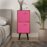 Teak 2-Tier 2-Drawer Cube Shelving Unit with Scandinavian Legs