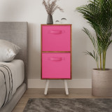 Teak 2-Tier 2-Drawer Cube Shelving Unit with Scandinavian Legs