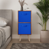 Teak 2-Tier 2-Drawer Cube Shelving Unit with Scandinavian Legs