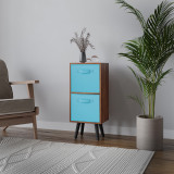 Teak 2-Tier 2-Drawer Cube Shelving Unit with Scandinavian Legs