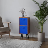 Teak 2-Tier 2-Drawer Cube Shelving Unit with Scandinavian Legs