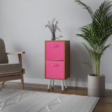 Teak 2-Tier 2-Drawer Cube Shelving Unit with Scandinavian Legs