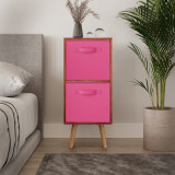 Teak 2-Tier 2-Drawer Cube Shelving Unit with Scandinavian Legs