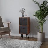 Teak 2-Tier 2-Drawer Cube Shelving Unit with Scandinavian Legs