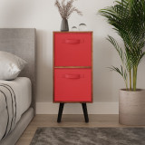 Teak 2-Tier 2-Drawer Cube Shelving Unit with Scandinavian Legs