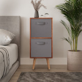 Teak 2-Tier 2-Drawer Cube Shelving Unit with Scandinavian Legs