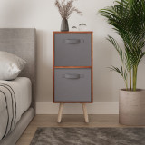 Teak 2-Tier 2-Drawer Cube Shelving Unit with Scandinavian Legs