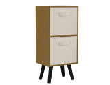 Beech 2-Tier 2-Drawer Cube Shelving Unit with Scandinavian Legs