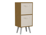 Beech 2-Tier 2-Drawer Cube Shelving Unit with Scandinavian Legs