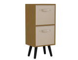 Beech 2-Tier 2-Drawer Cube Shelving Unit with Scandinavian Legs