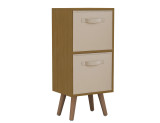 Beech 2-Tier 2-Drawer Cube Shelving Unit with Scandinavian Legs