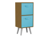 Beech 2-Tier 2-Drawer Cube Shelving Unit with Scandinavian Legs