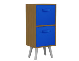 Beech 2-Tier 2-Drawer Cube Shelving Unit with Scandinavian Legs