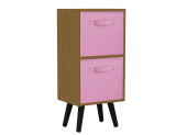 Beech 2-Tier 2-Drawer Cube Shelving Unit with Scandinavian Legs