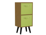 Beech 2-Tier 2-Drawer Cube Shelving Unit with Scandinavian Legs