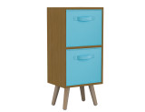 Beech 2-Tier 2-Drawer Cube Shelving Unit with Scandinavian Legs