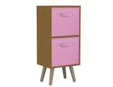 Beech 2-Tier 2-Drawer Cube Shelving Unit with Scandinavian Legs