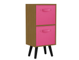 Beech 2-Tier 2-Drawer Cube Shelving Unit with Scandinavian Legs