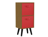 Beech 2-Tier 2-Drawer Cube Shelving Unit with Scandinavian Legs