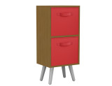 Beech 2-Tier 2-Drawer Cube Shelving Unit with Scandinavian Legs