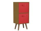Beech 2-Tier 2-Drawer Cube Shelving Unit with Scandinavian Legs