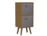 Beech 2-Tier 2-Drawer Cube Shelving Unit with Scandinavian Legs