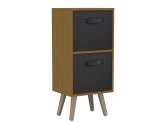 Beech 2-Tier 2-Drawer Cube Shelving Unit with Scandinavian Legs