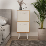 Beech 2-Tier 2-Drawer Cube Shelving Unit with Scandinavian Legs