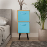 Beech 2-Tier 2-Drawer Cube Shelving Unit with Scandinavian Legs