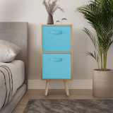 Beech 2-Tier 2-Drawer Cube Shelving Unit with Scandinavian Legs
