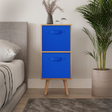 Beech 2-Tier 2-Drawer Cube Shelving Unit with Scandinavian Legs