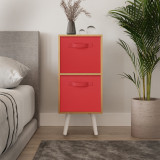 Beech 2-Tier 2-Drawer Cube Shelving Unit with Scandinavian Legs