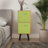 Beech 2-Tier 2-Drawer Cube Shelving Unit with Scandinavian Legs