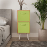 Beech 2-Tier 2-Drawer Cube Shelving Unit with Scandinavian Legs