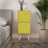 Beech 2-Tier 2-Drawer Cube Shelving Unit with Scandinavian Legs