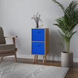 Beech 2-Tier 2-Drawer Cube Shelving Unit with Scandinavian Legs