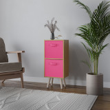 Beech 2-Tier 2-Drawer Cube Shelving Unit with Scandinavian Legs