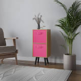 Beech 2-Tier 2-Drawer Cube Shelving Unit with Scandinavian Legs